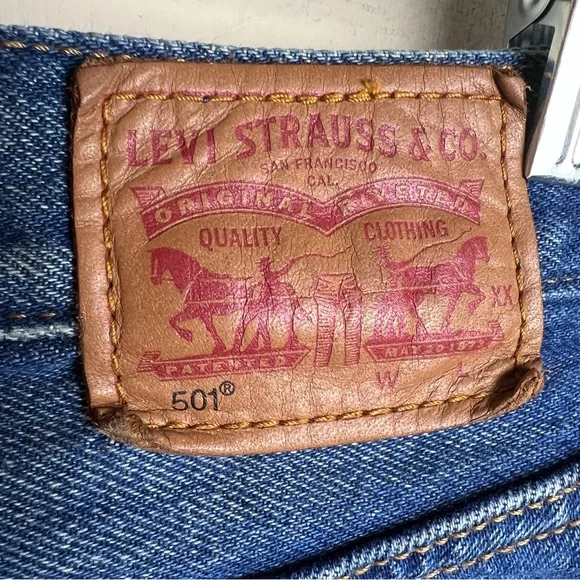 Levi’s Original Fit 501 Jean Shirts with Colorful Patches Size 26 - Picture 10 of 14